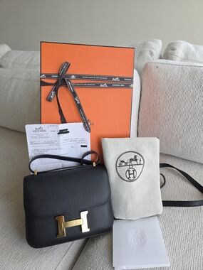 Hermès Constance Mini Bag in Black with Gold Hardware 2024